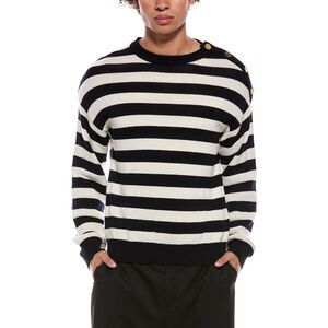Valentino Mens  Wool-Blend Crewneck Sweater, White